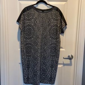 Sheath dress With full leather trim